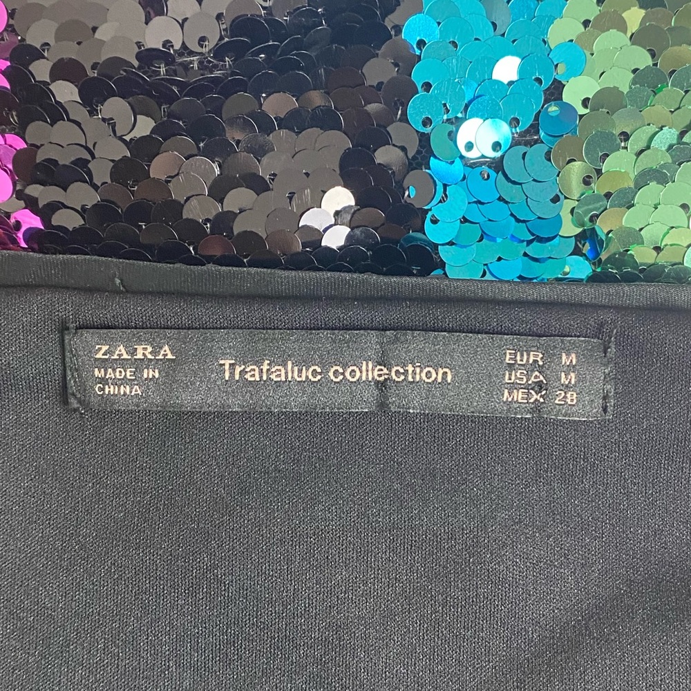 SOLD! Zara Multicolor Sequin Tie Shoulder Top - Picture 7 of 8